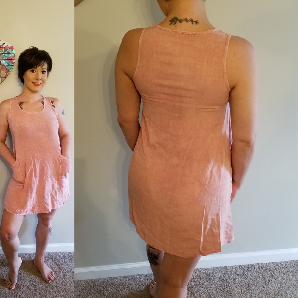 Acid wash pocket dress